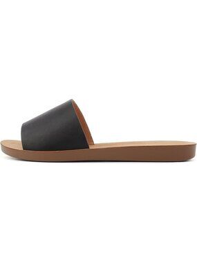 Women's Black Peep Toe Beach Basic Plain Slip On Slides Casual Slipper Shoes